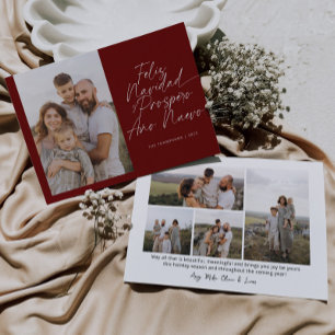 Red Modern Feliz Navidad Script Christmas Holiday Card