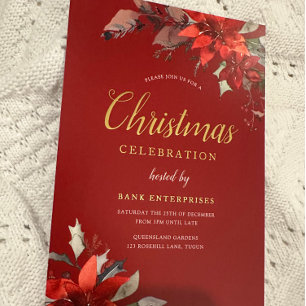 Red Modern Festive Corporate Christmas Party Gold