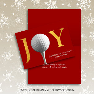 Red Modern Golf Joy & Peace Folded Christmas Holiday Card