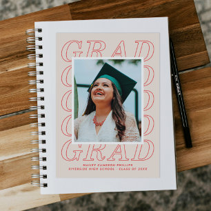 Red Modern Grad Typography Graduation Photo Card