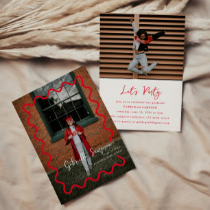 Red Modern Graduation Invitations Announcement