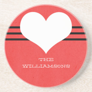 Red Modern Heart Coaster