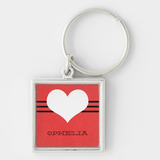 Red Modern Heart Premium Keychain (Front)