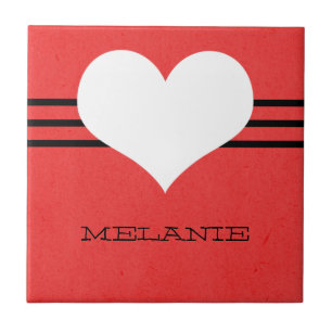 Red Modern Heart Tile