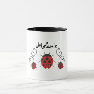 Red Modern Ladybug Personalise it Mug