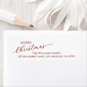 Red Modern Merry Christmas Return Address