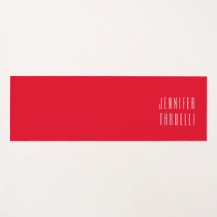 Red Modern Minimalist Elegant Your Name Yoga Mat