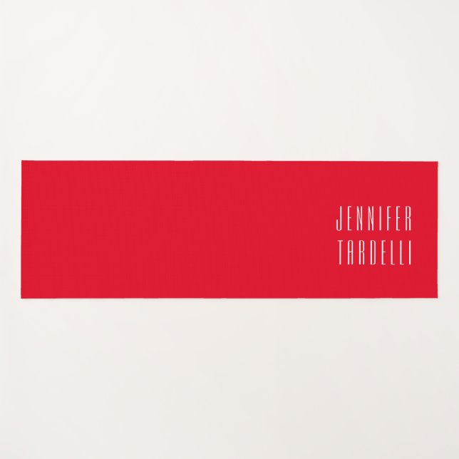 Red Modern Minimalist Elegant Your Name Yoga Mat (Front (Horizontal))