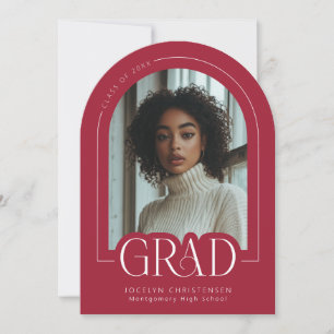 Red Modern Minimalist Grad Photo Announcement