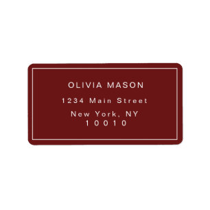 Red Modern Minimalist Simple Return Address Label