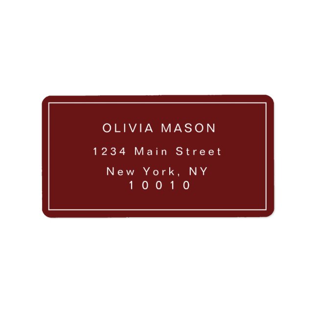 Red Modern Minimalist Simple Return Address Label (Front)