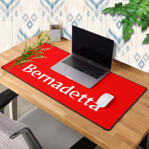 Red Modern Name   Elegant Trendy Minimalist Desk Mat