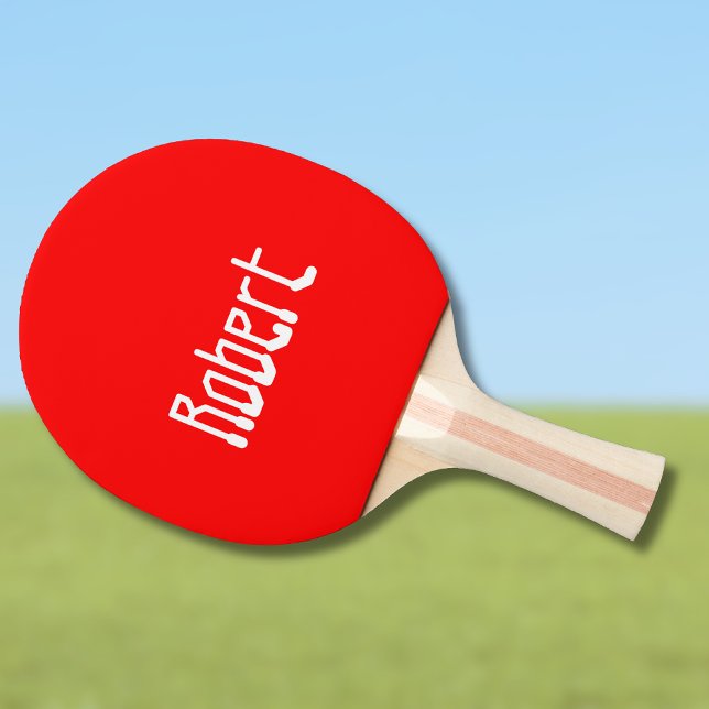 Red Modern Name | Stylish Trendy Minimalist  Ping Pong Paddle (Creator Uploaded)