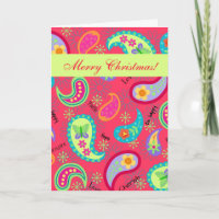 Red Modern Paisley Pattern Merry Christmas