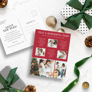 Red Modern Photo Collage Holiday Postcard