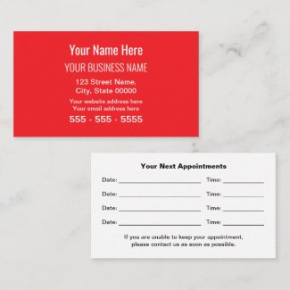 Red Modern Professional Appointment Card