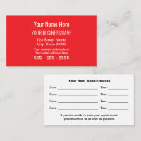 Red Modern Professional Appointment Card