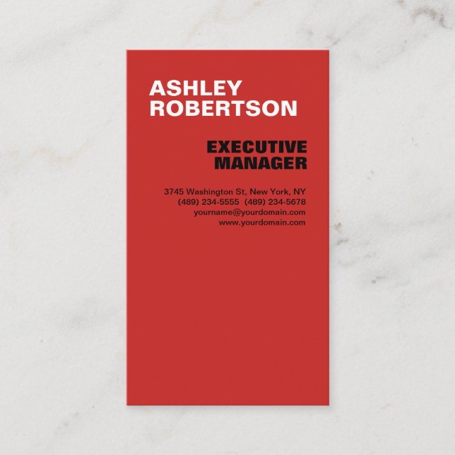 Red Modern Professional Minimalist Business Card (Front)