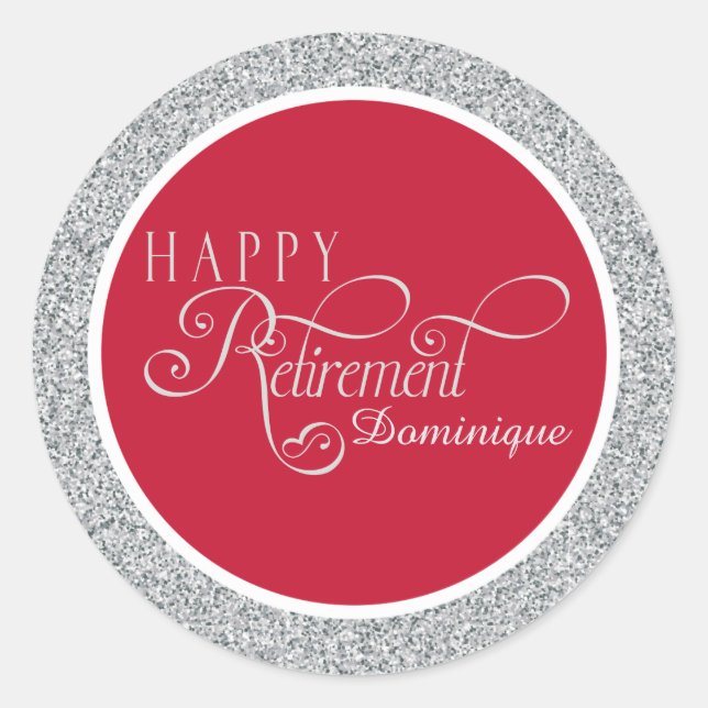 Red Modern Retirement Party Stickers (Front)