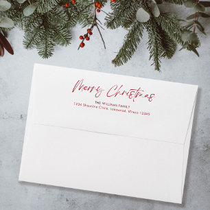 Red Modern Simple Calligraphy Merry Christmas  Envelope