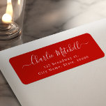 Red Modern Simple elegant script return address<br><div class="desc">Modern script name in festive holiday red and white,  simple and elegant. 
See all the matching pieces in collection</div>
