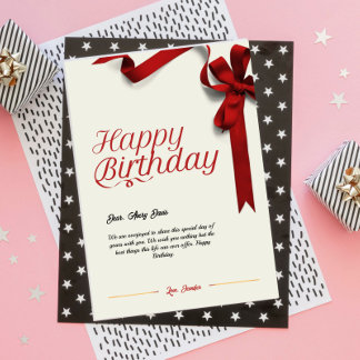 Red Modern Simple Happy birthday card