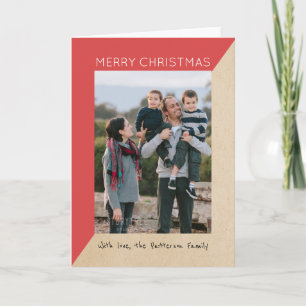 Red Modern Slant Holiday Photo Card