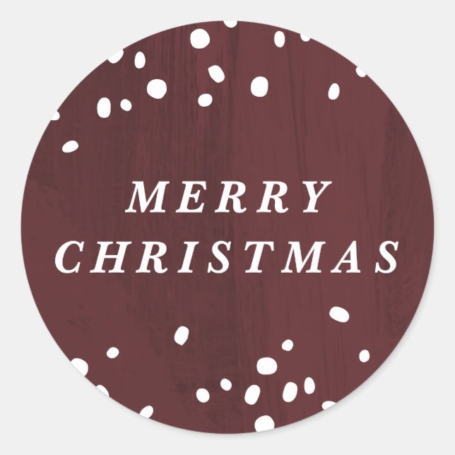 Red Modern Snow Globe Merry Christmas Sticker (Front)