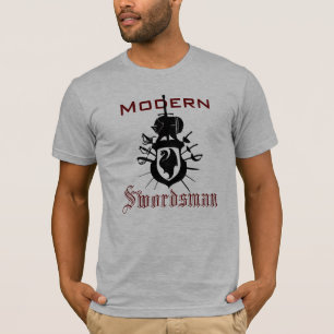 Red Modern Swordsman Black Dragon Crest T-Shirt