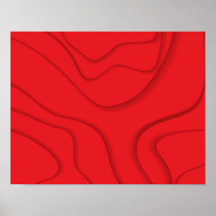 Red, modern, trendy, cool paper cut style art poster