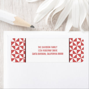 Red Modern Triangles Holiday Address Labels