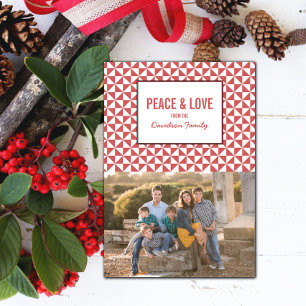 Red Modern Triangles Holiday Photo Card