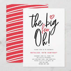 red modern typography 40th birthday party