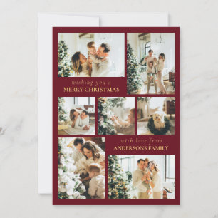 Red Modern Typography Photo Collage Christmas Holiday Card