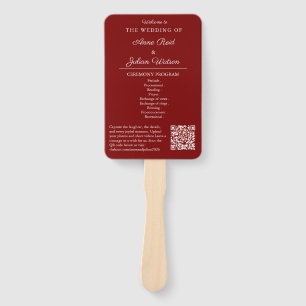 Red Modern Wedding Ceremony Program Hand fans
