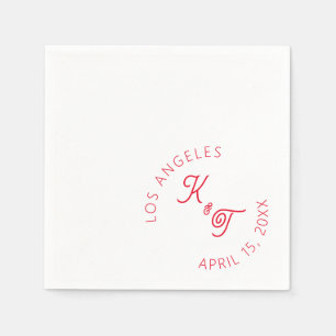 Red modern Wedding Cocktail Napkin 
