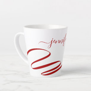 Red Modern White Accent Latte Latte Mug