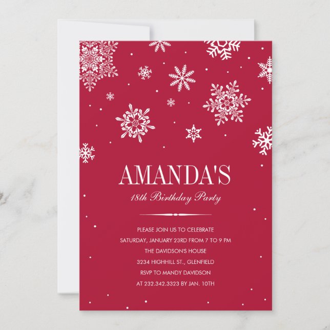 Red Modern Winter Wonderland Invitations (Front)
