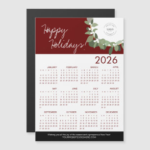 Red Modern Wreath Your Logo here 2026 Calendar