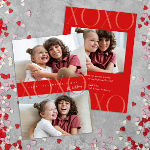 Red Modern XOXO Photo Valentine's Day Holiday Card