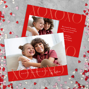 Red Modern XOXO Photo Valentine's Day Holiday Card