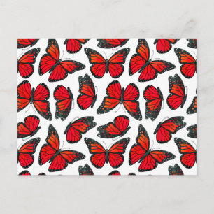 Red Monarch Butterfly Pattern Postcard
