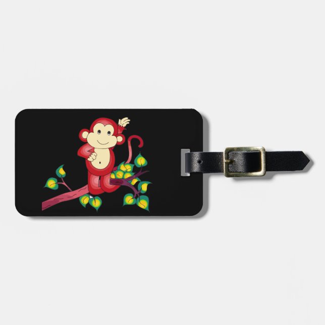 Red Monkey Animal Luggage Tag (Front Horizontal)