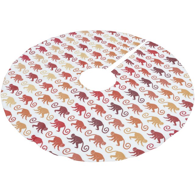 Red Monkeys Pattern Brushed Polyester Tree Skirt (Angled)