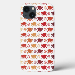 Red Monkeys Pattern iPhone 13 Case