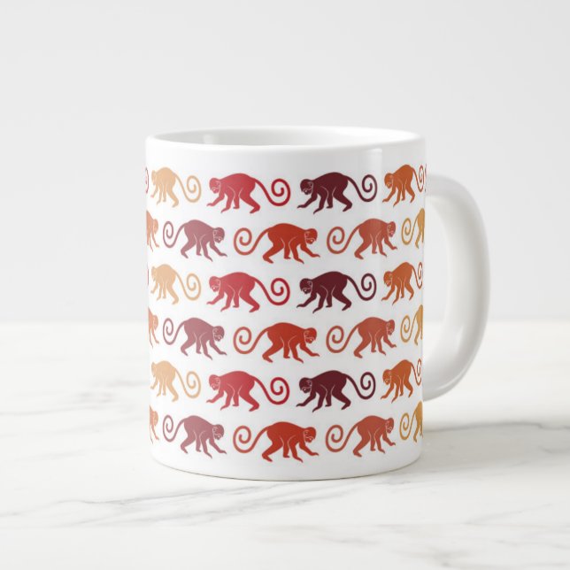 Red Monkeys Pattern Large Coffee Mug (Front Right)