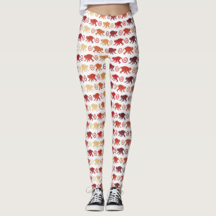 Red Monkeys Pattern Leggings