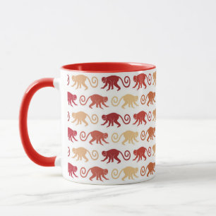 Red Monkeys Pattern Mug