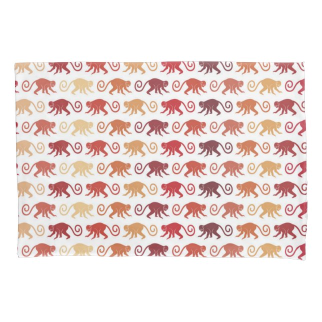 Red Monkeys Pattern Pillowcase (Front-Left)