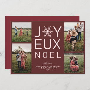 Red Monochrome Joyeux Noel Modern Holiday Card